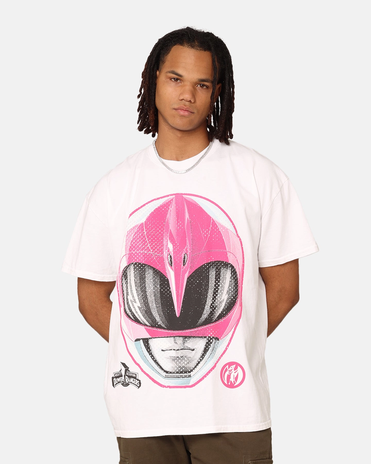 VintageWash American Thrift X Power Rangers Pink Ranger Big Head Heavyweight T-Shirt White
