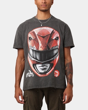 American Thrift X Power Rangers Red Ranger Big Head Heavyweight Vintage T-Shirt Black Wash AntiPilling