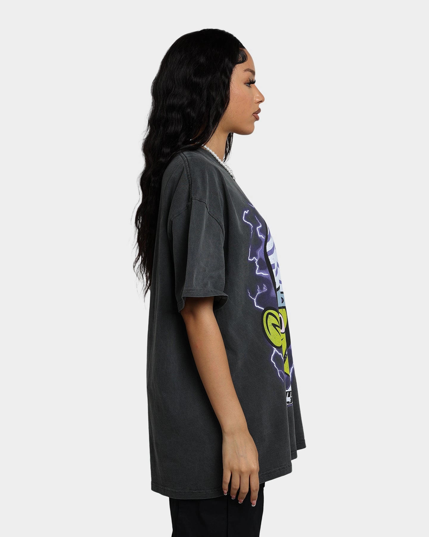Stylish Layering Outdoor Look American Thrift X Powerpuff Girls Mojo Jojo Heavyweight Vintage T-Shirt Black Wash