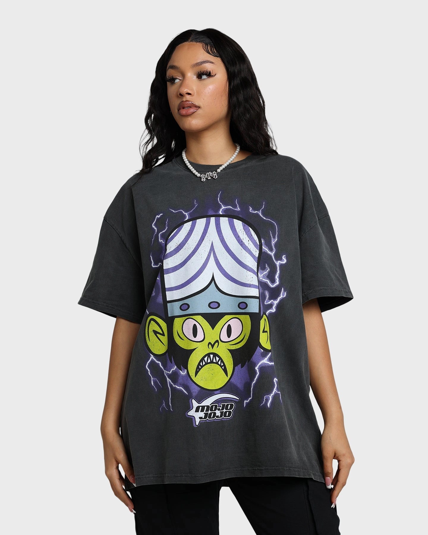 Easy Layering Essential Layer American Thrift X Powerpuff Girls Mojo Jojo Heavyweight Vintage T-Shirt Black Wash