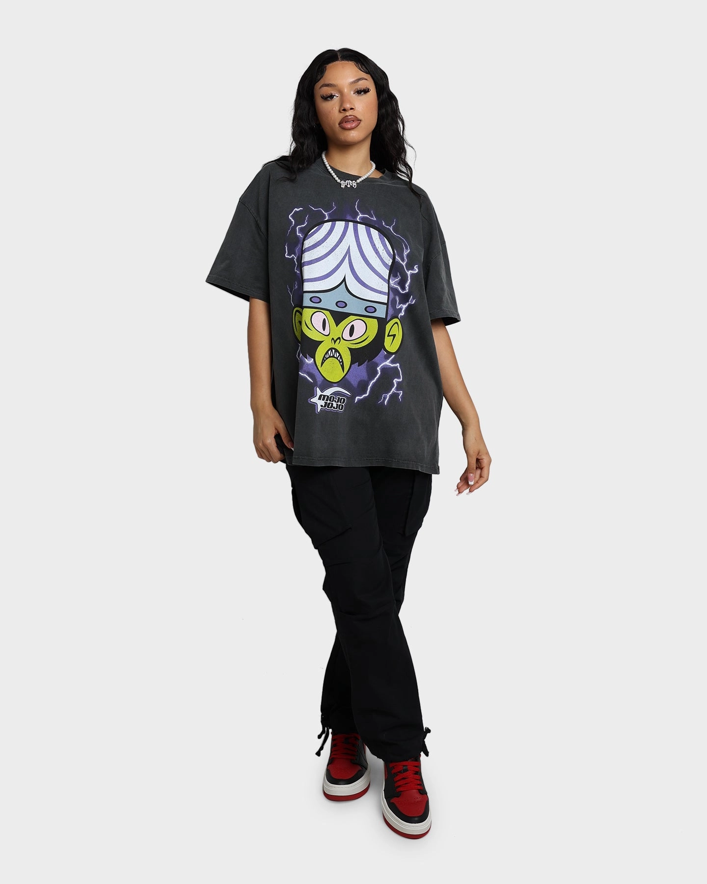 American Thrift X Powerpuff Girls Mojo Jojo Heavyweight Vintage T-Shirt Black Wash Breathable wear Date night