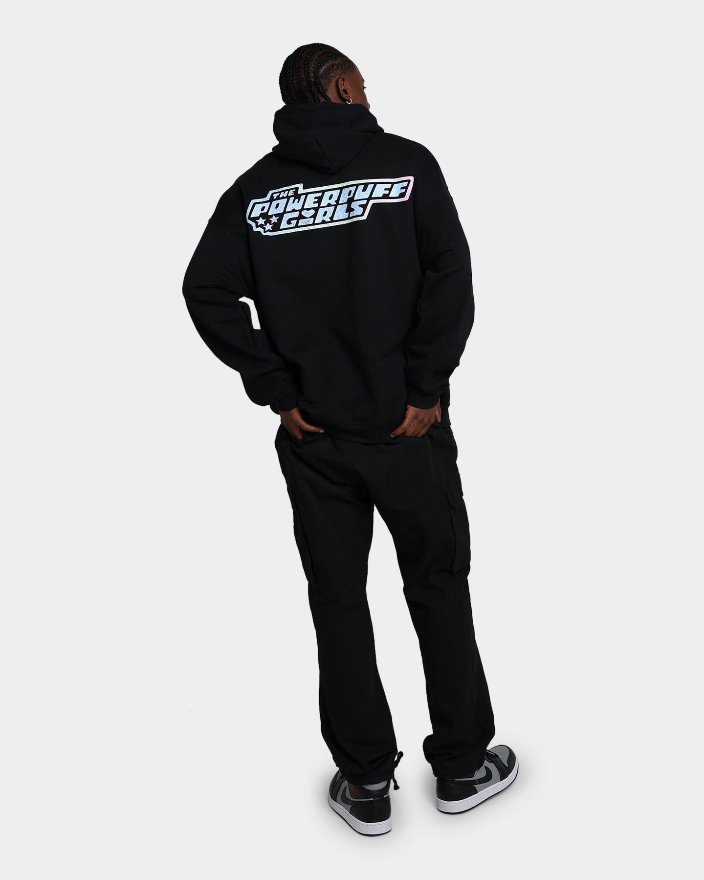 Practical Comfort American Thrift X Powerpuff Girls Powerpuff Grid Logo Hoodie Black