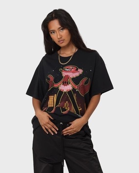 Oeko Tex Certified Durable Style American Thrift X Powerpuff Girls Women's HIM Vintage T-Shirt Black Wash