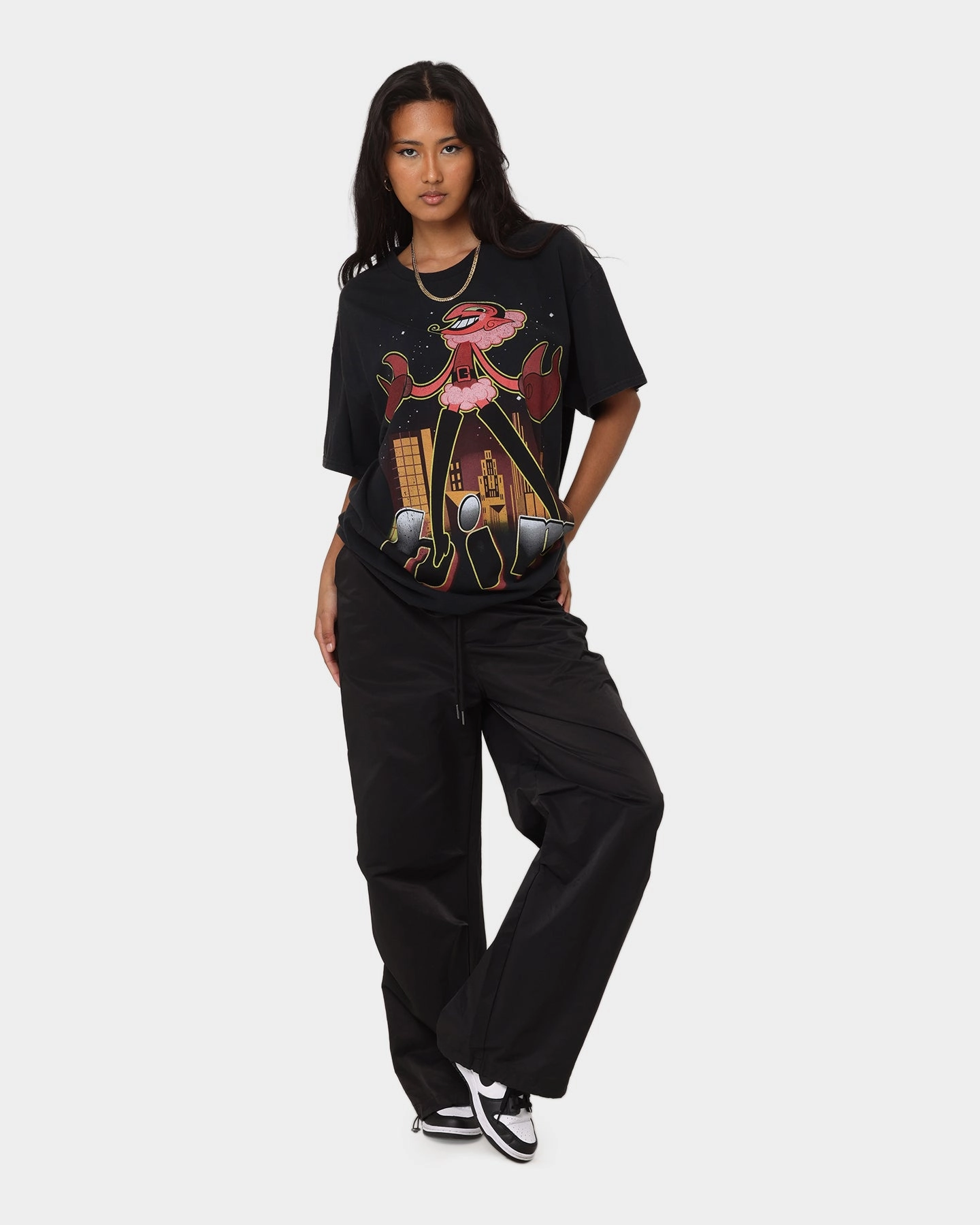 Athletic Fit American Thrift X Powerpuff Girls Women's HIM Vintage T-Shirt Black Wash