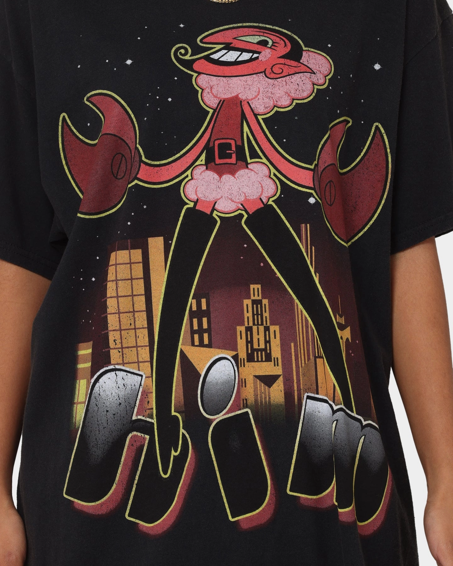 Urban Trend Look American Thrift X Powerpuff Girls Women's HIM Vintage T-Shirt Black Wash