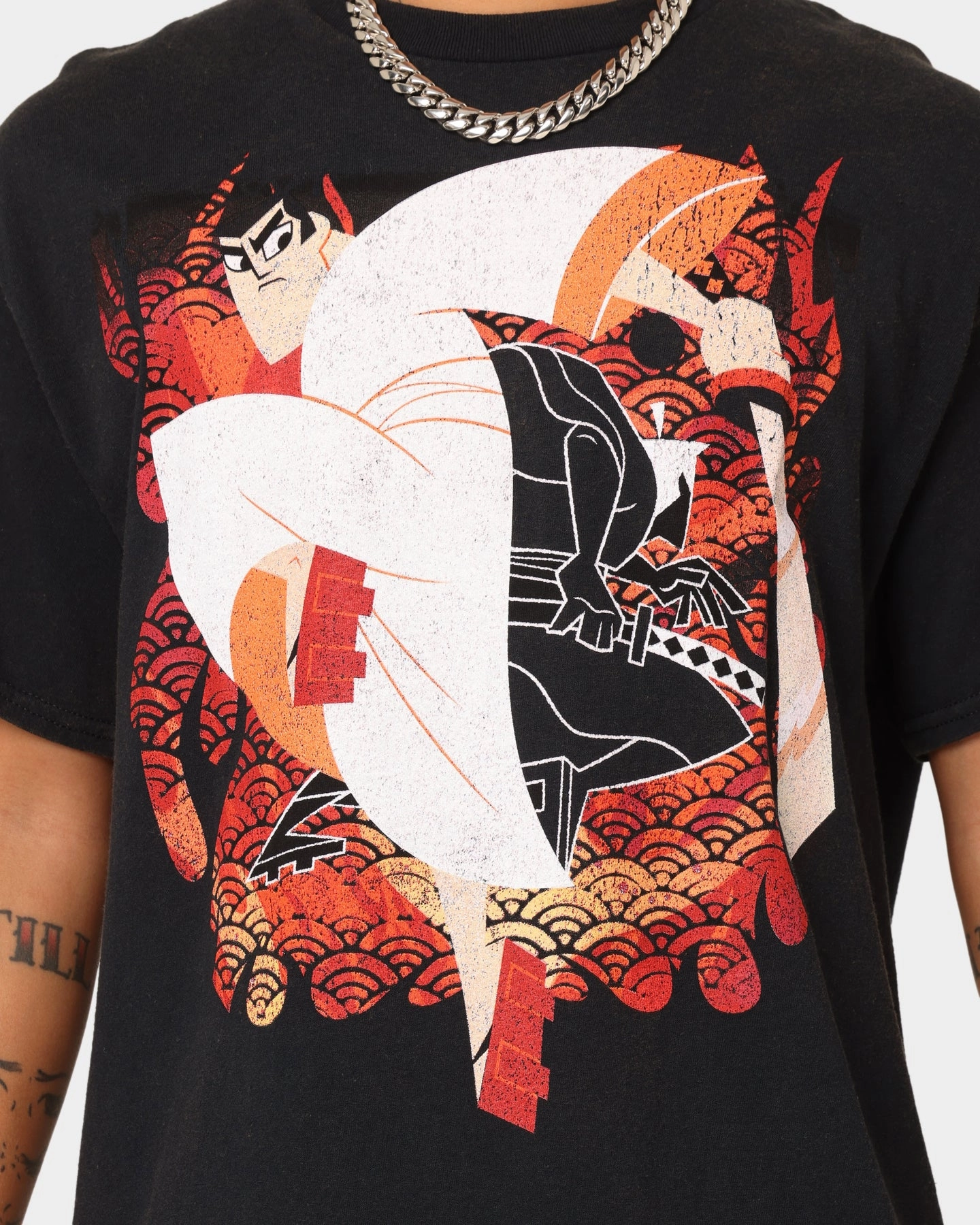 American Thrift X Samurai Jack Jack Vintage T-Shirt Black Short Sleeve Essential Top