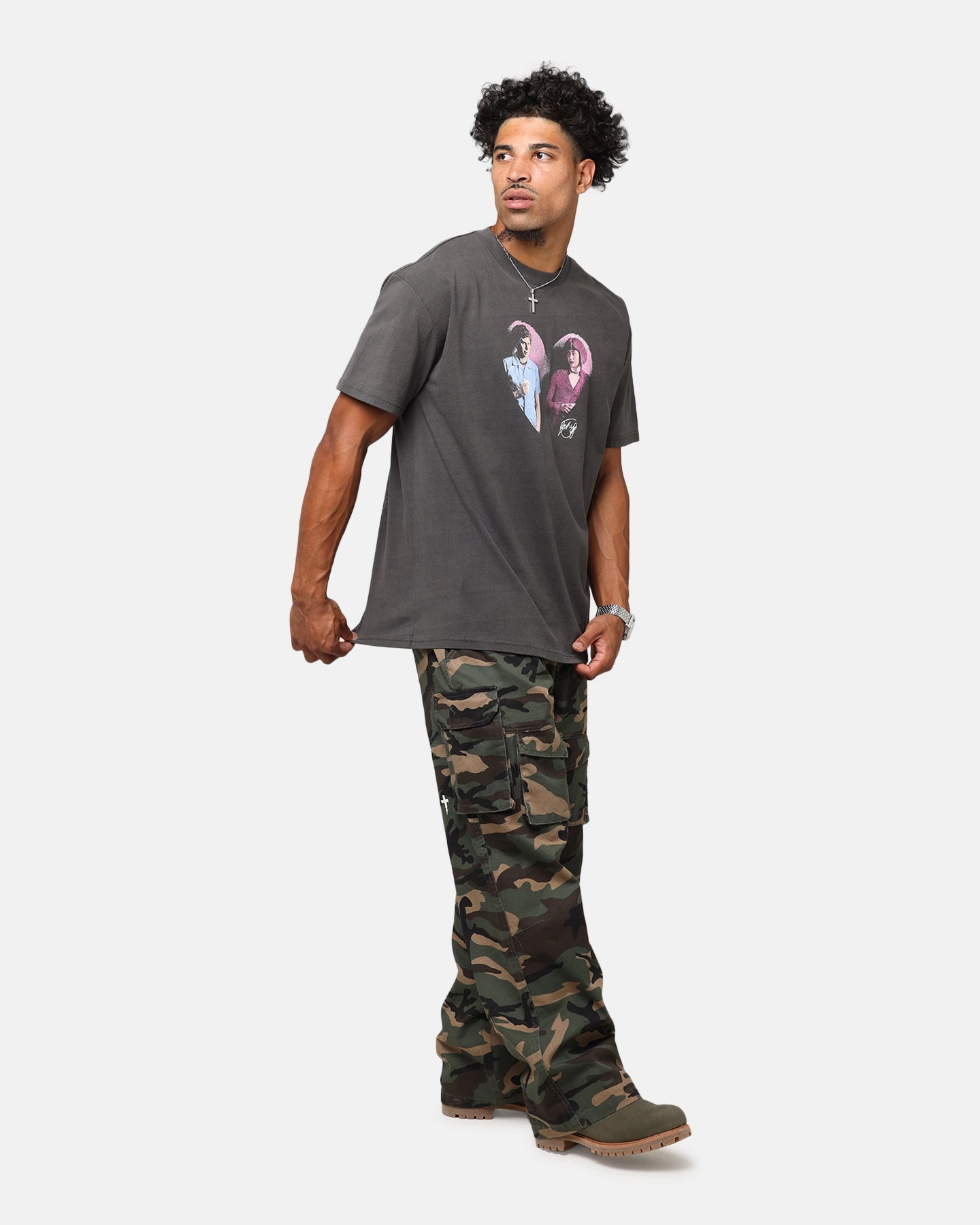 American Thrift X Scott Pilgrim Ramona & Scott Heavyweight T-Shirt Black Fashionable Ease Comfy Design