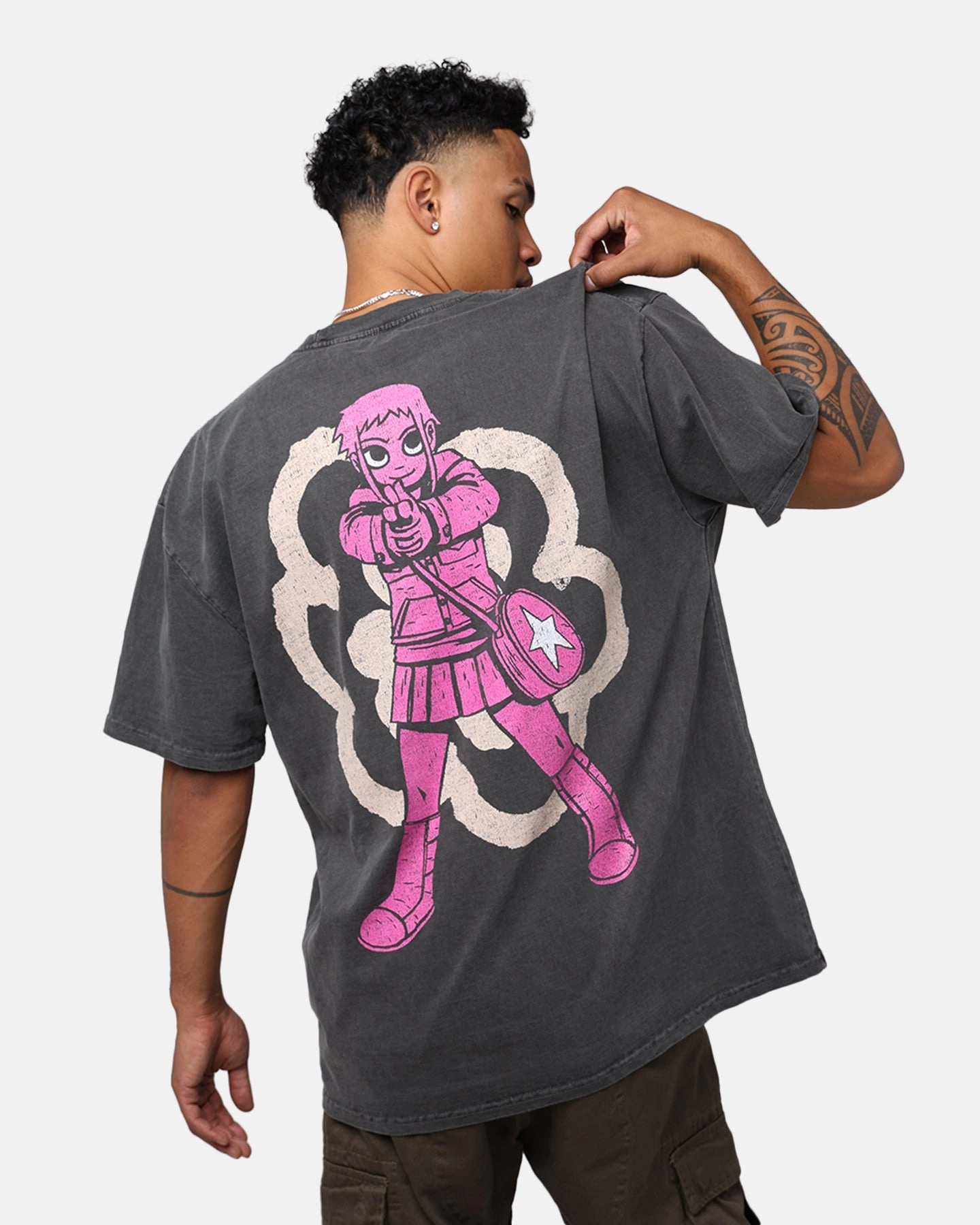 American Thrift X Scott Pilgrim Ramona Flowers Heavyweight Vintage T-Shirt Black Wash Slim fit clothing Summer Style