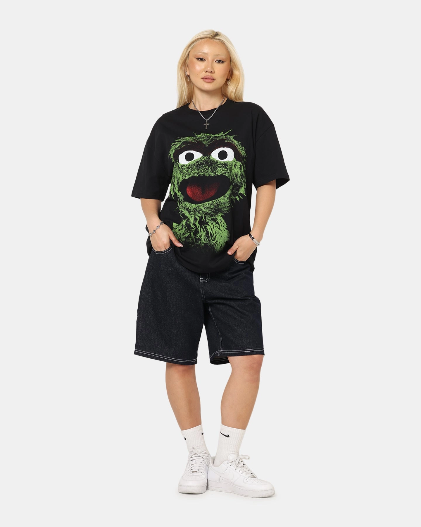 easy to pair American Thrift X Sesame Street Oscar The Grouch Grail Heavy T-Shirt Black