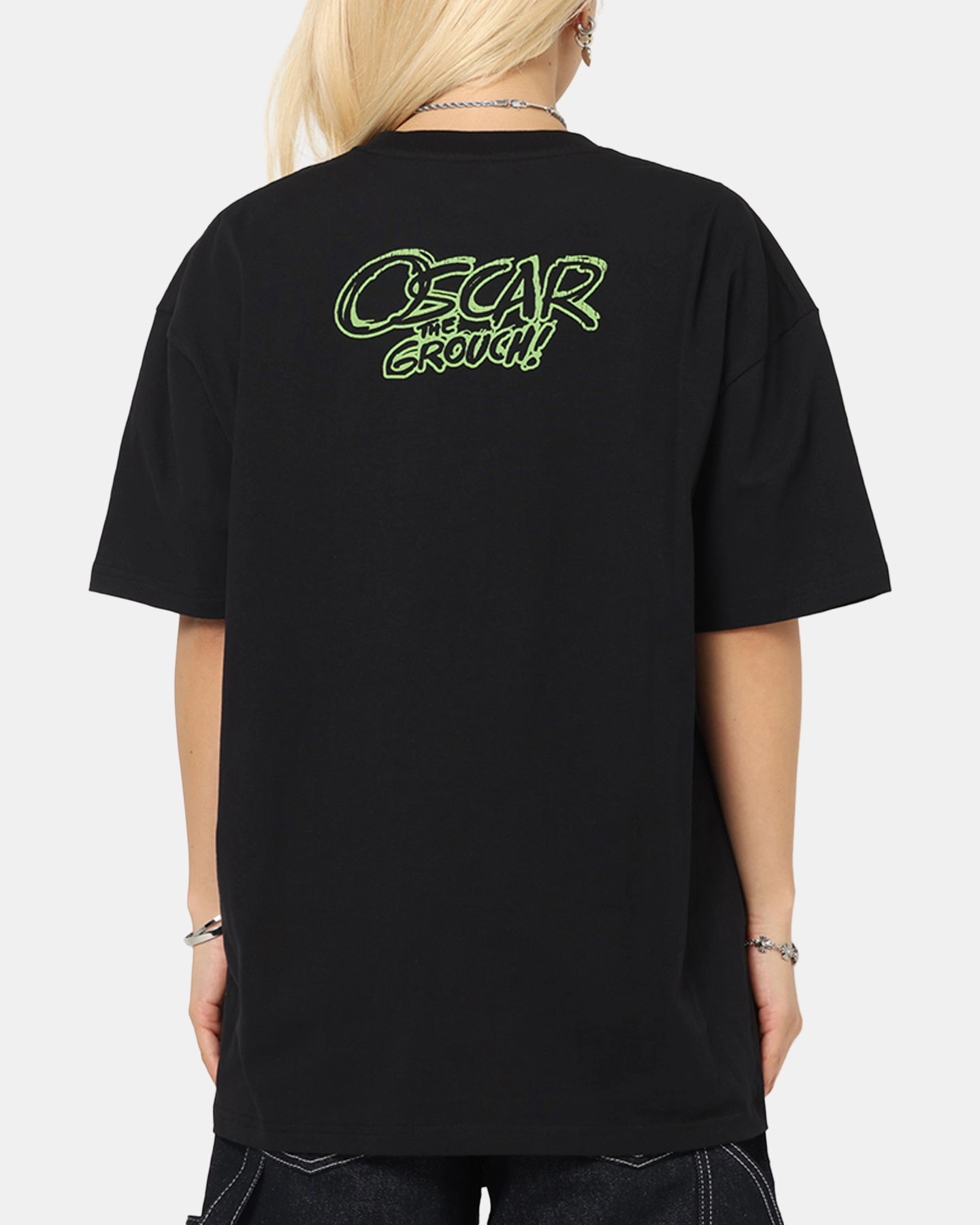American Thrift X Sesame Street Oscar The Grouch Grail Heavy T-Shirt Black Loose Fit Premium Material