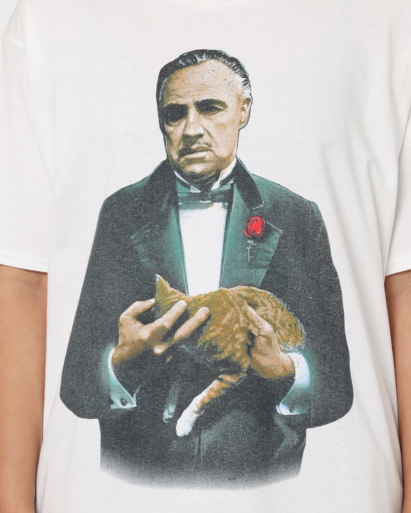 Abstract print American Thrift X The Godfather The Godfather Cat T-Shirt White