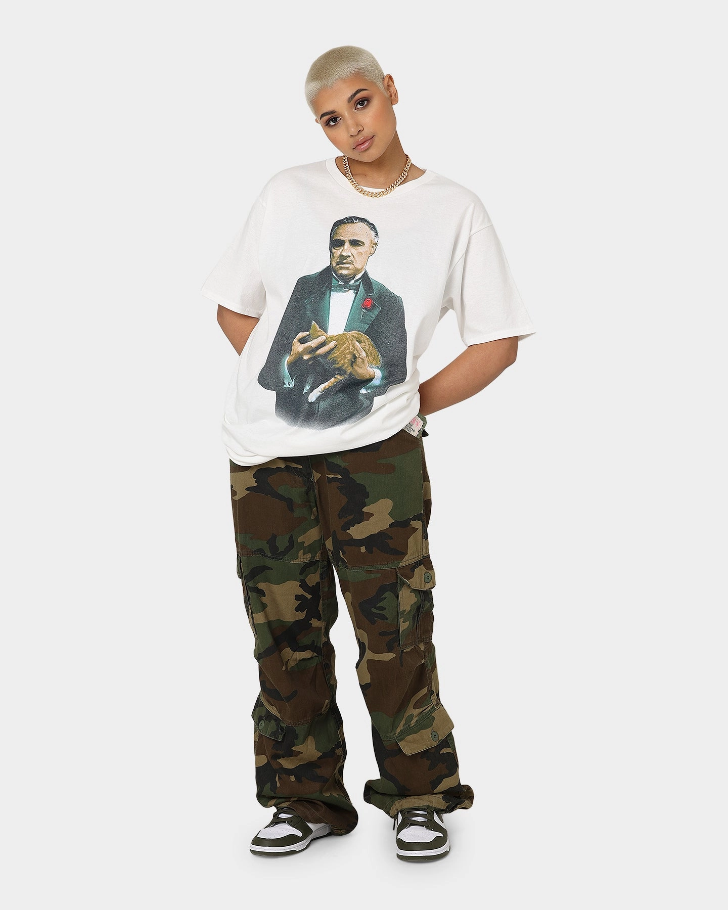 American Thrift X The Godfather The Godfather Cat T-Shirt White Silk combination