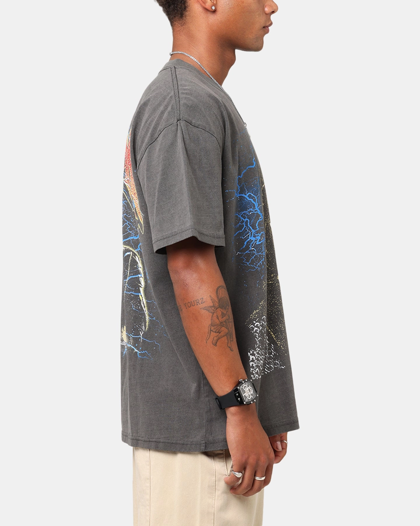 American Thrift X The Lord Of The Ring Aragorn Heavy T-Shirt Black Wash Simple and Relaxed Oversized Fit