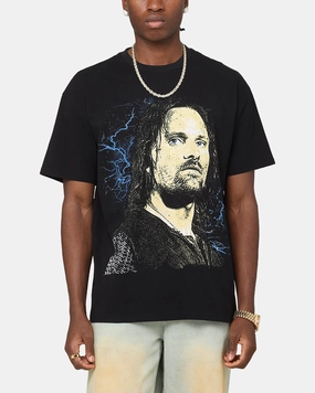 American Thrift X The Lord Of The Rings Aragorn Heavy T-Shirt Black Garment Washed Texture Breathable and Comfortable