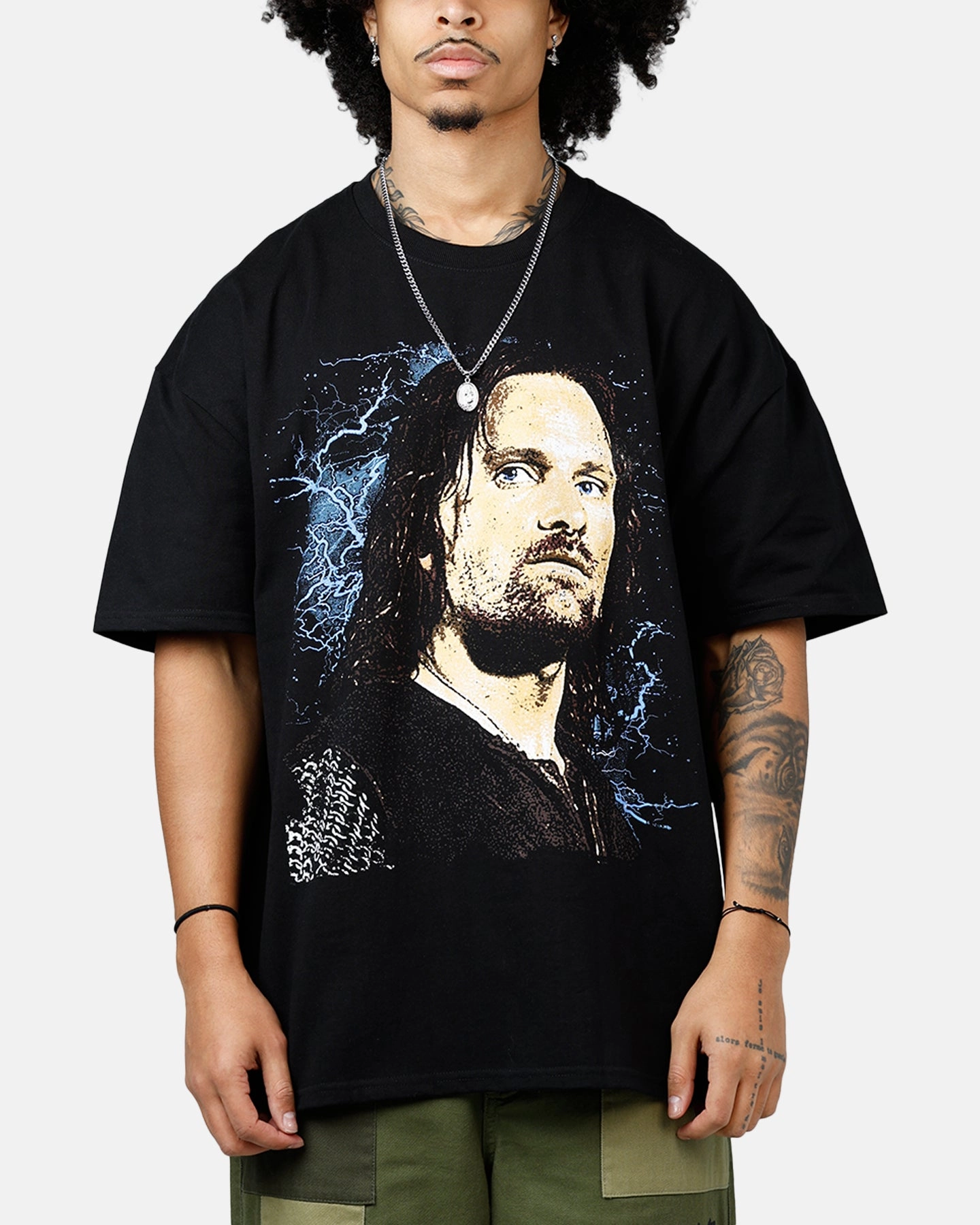 American Thrift X The Lord Of The Rings Aragorn Heavyweight T-Shirt Black EcoFriendlyMaterial