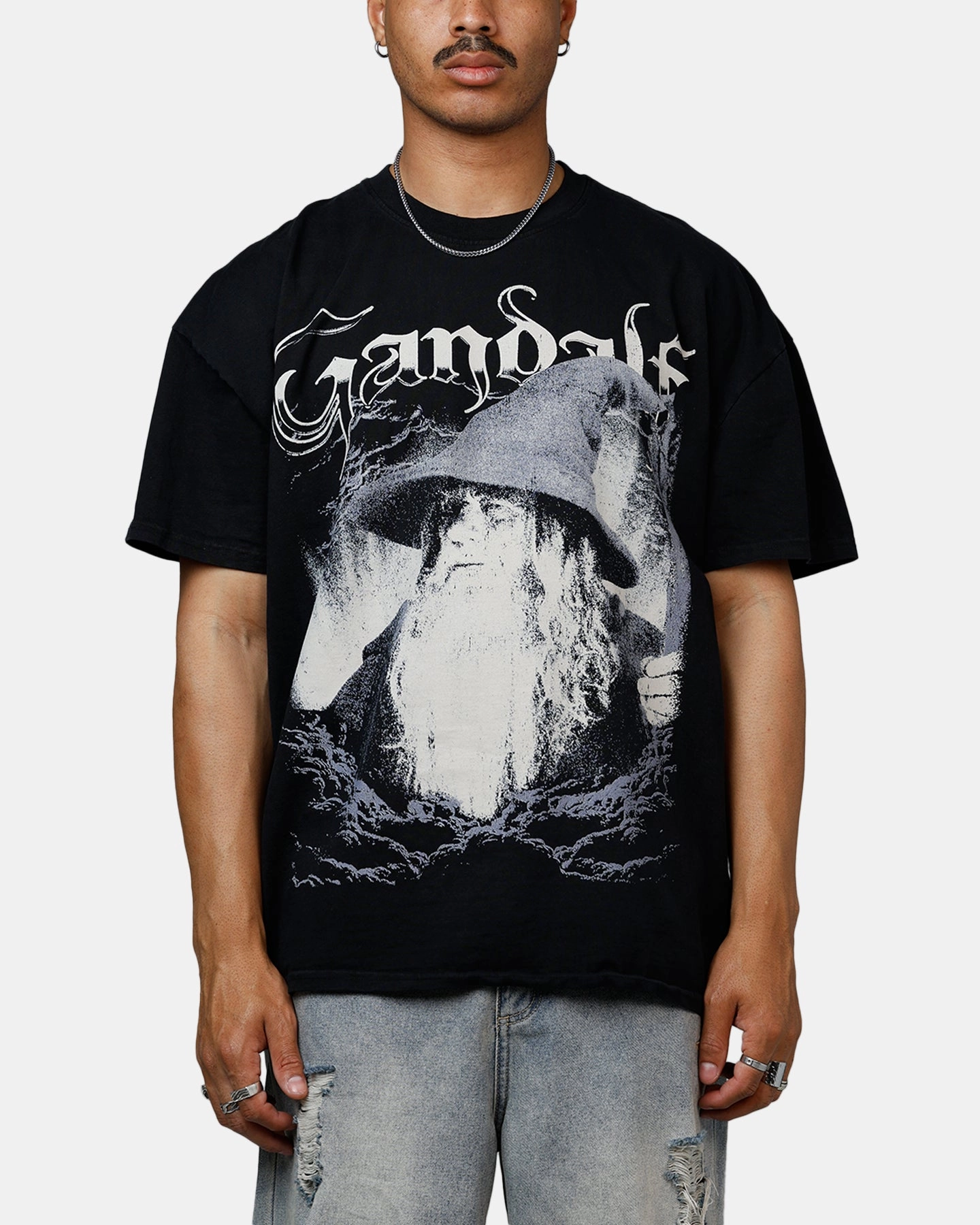 American Thrift X The Lord Of The Rings Gandalf Heavyweight T-Shirt Black EthicalProduction HighThreadCount