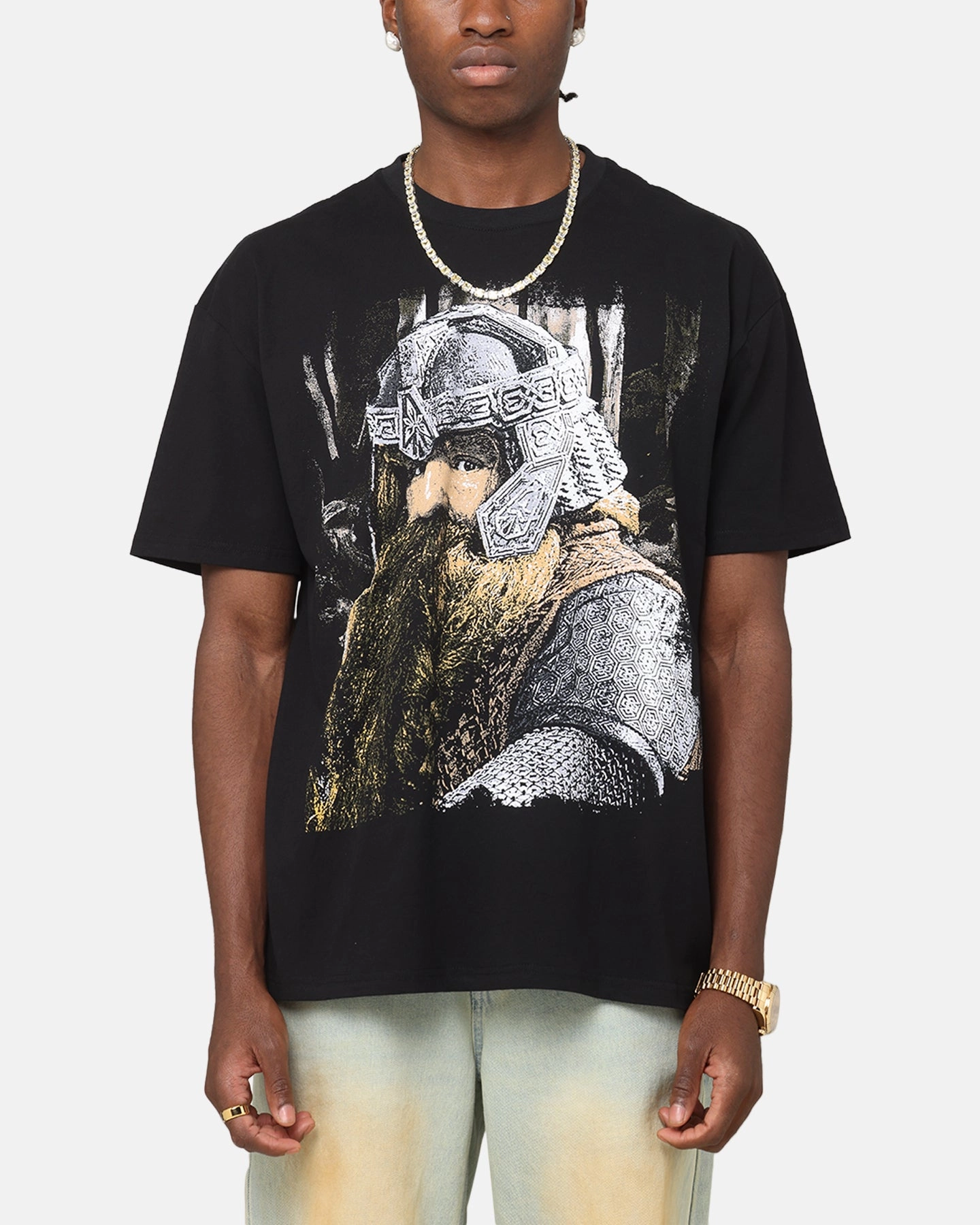 American Thrift X The Lord Of The Rings Gimli Heavy T-Shirt Black Rayon blend Timeless Look