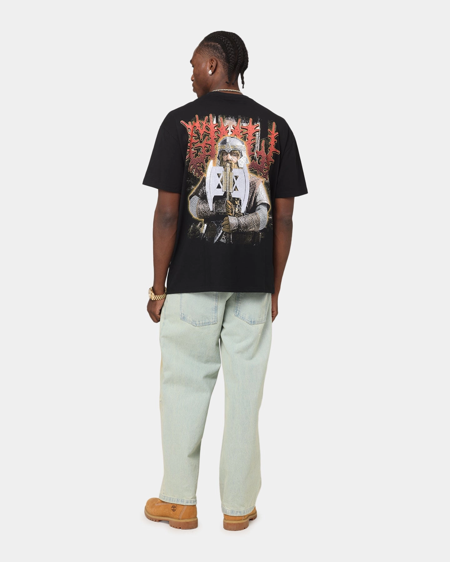 Stretchable Fabric American Thrift X The Lord Of The Rings Gimli Heavy T-Shirt Black