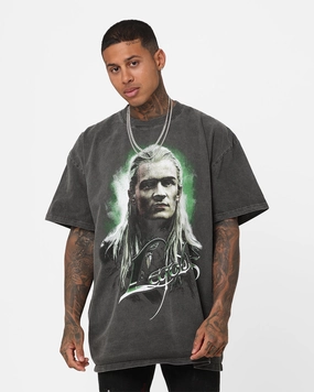 American Thrift X The Lord Of The Rings Legolas Heavyweight Vintage T-Shirt Black Wash Office Attire Heathered Texture