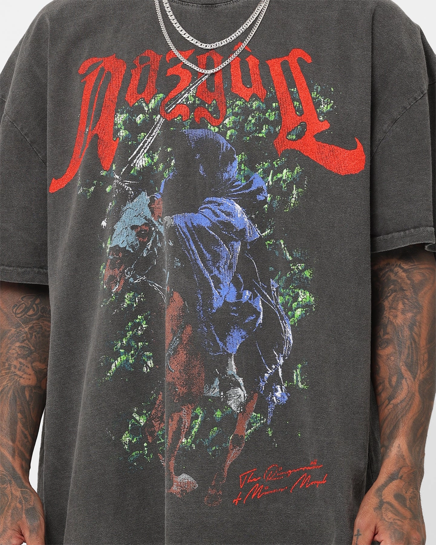 American Thrift X The Lord Of The Rings Nazgul Heavyweight Vintage T-Shirt Black Wash polo neck Timeless Wear