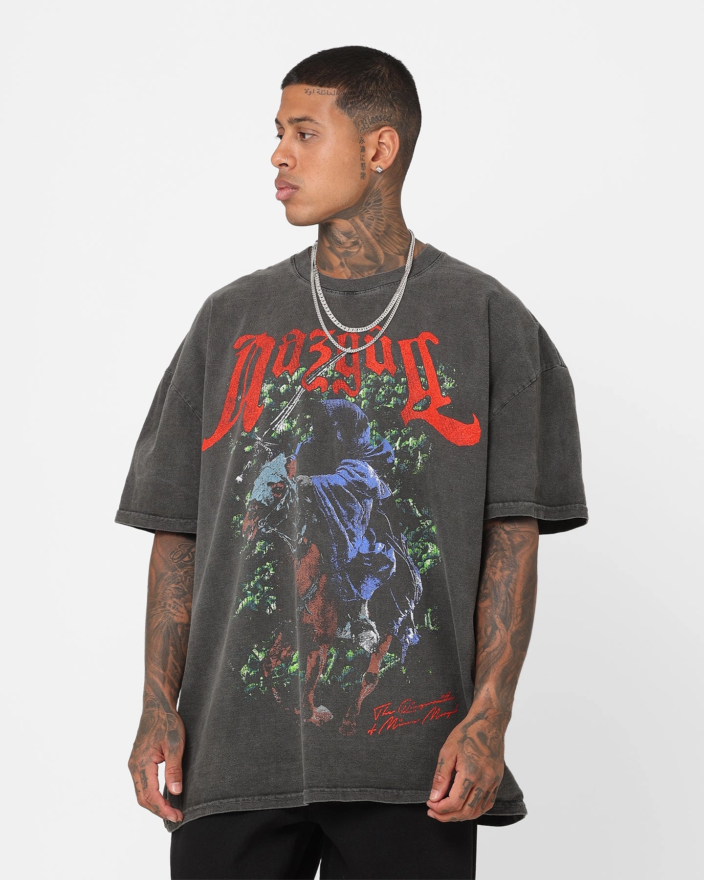 American Thrift X The Lord Of The Rings Nazgul Heavyweight Vintage T-Shirt Black Wash Anti Shrinkage Treatment Classic Wearable