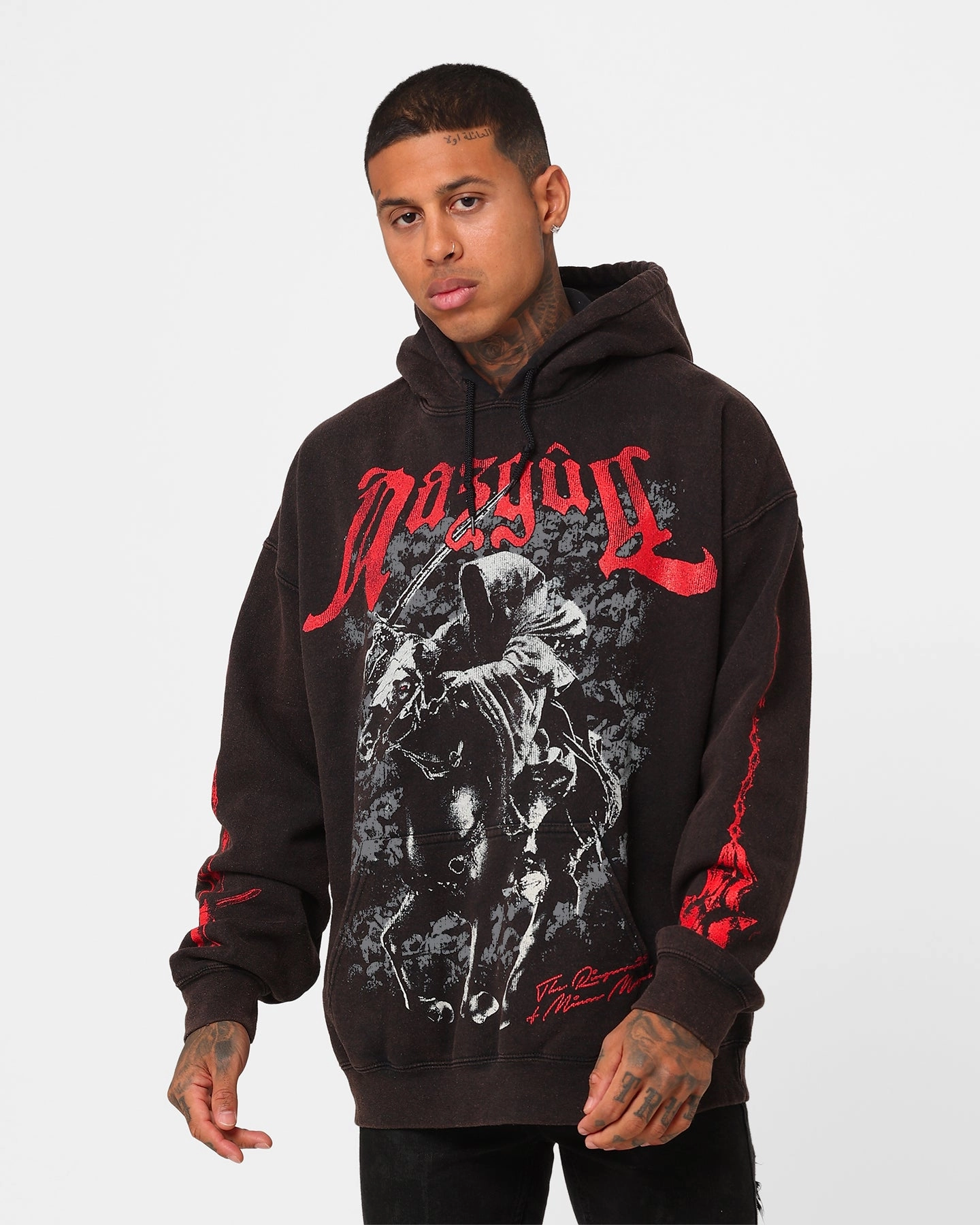 American Thrift X The Lord Of The Rings Nazgul Vintage Hoodie Black Wash Travel-Ready Gear Enable