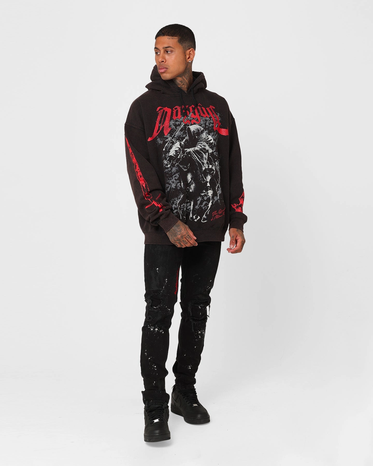 Bonded Zippers American Thrift X The Lord Of The Rings Nazgul Vintage Hoodie Black Wash