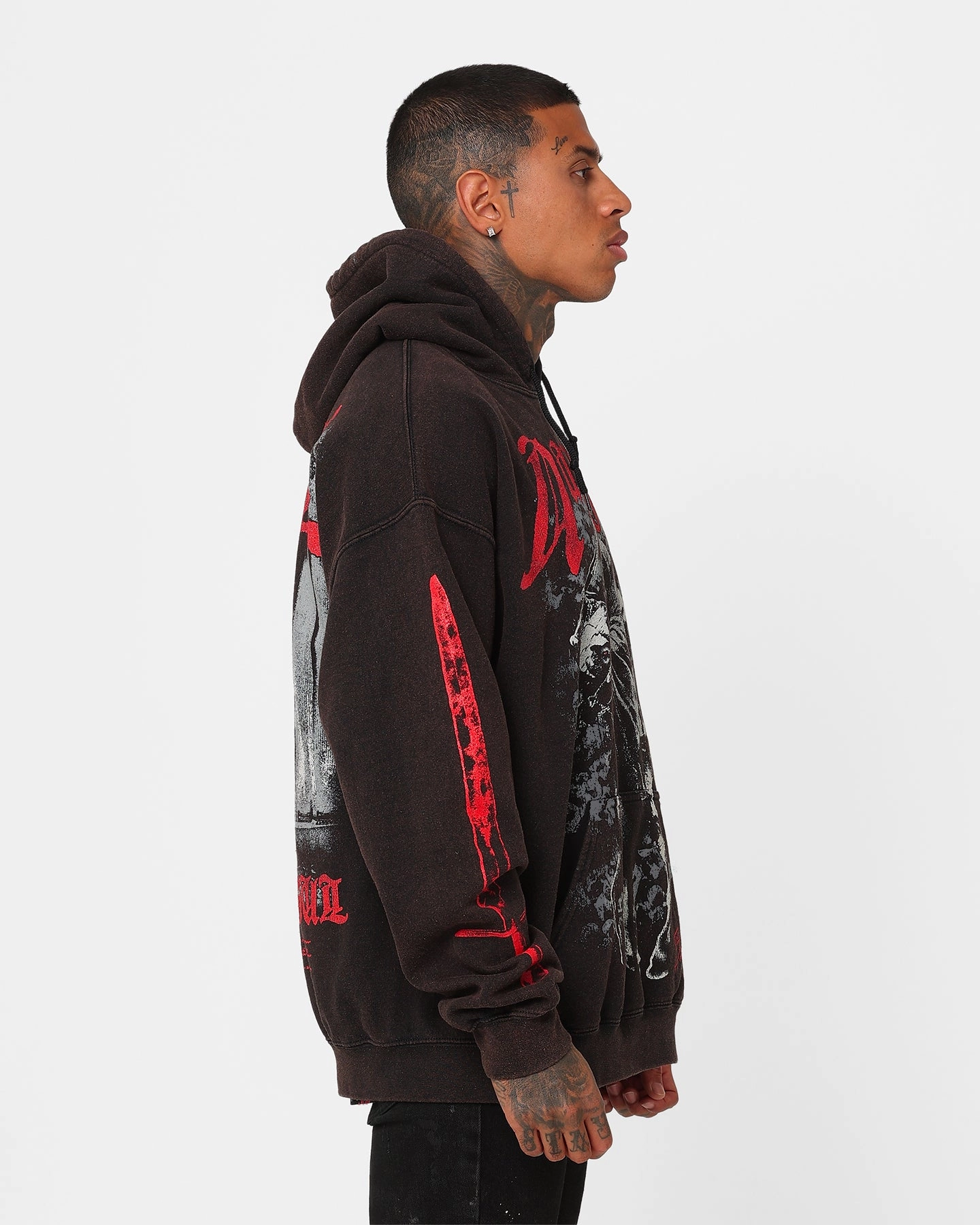 multiple pockets hypoallergenic material American Thrift X The Lord Of The Rings Nazgul Vintage Hoodie Black Wash