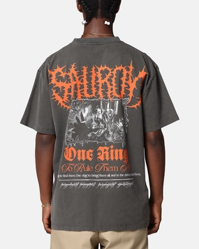loose but not baggy Curved Hemline American Thrift X The Lord Of The Rings Sauron Heavy T-Shirt Black Wash