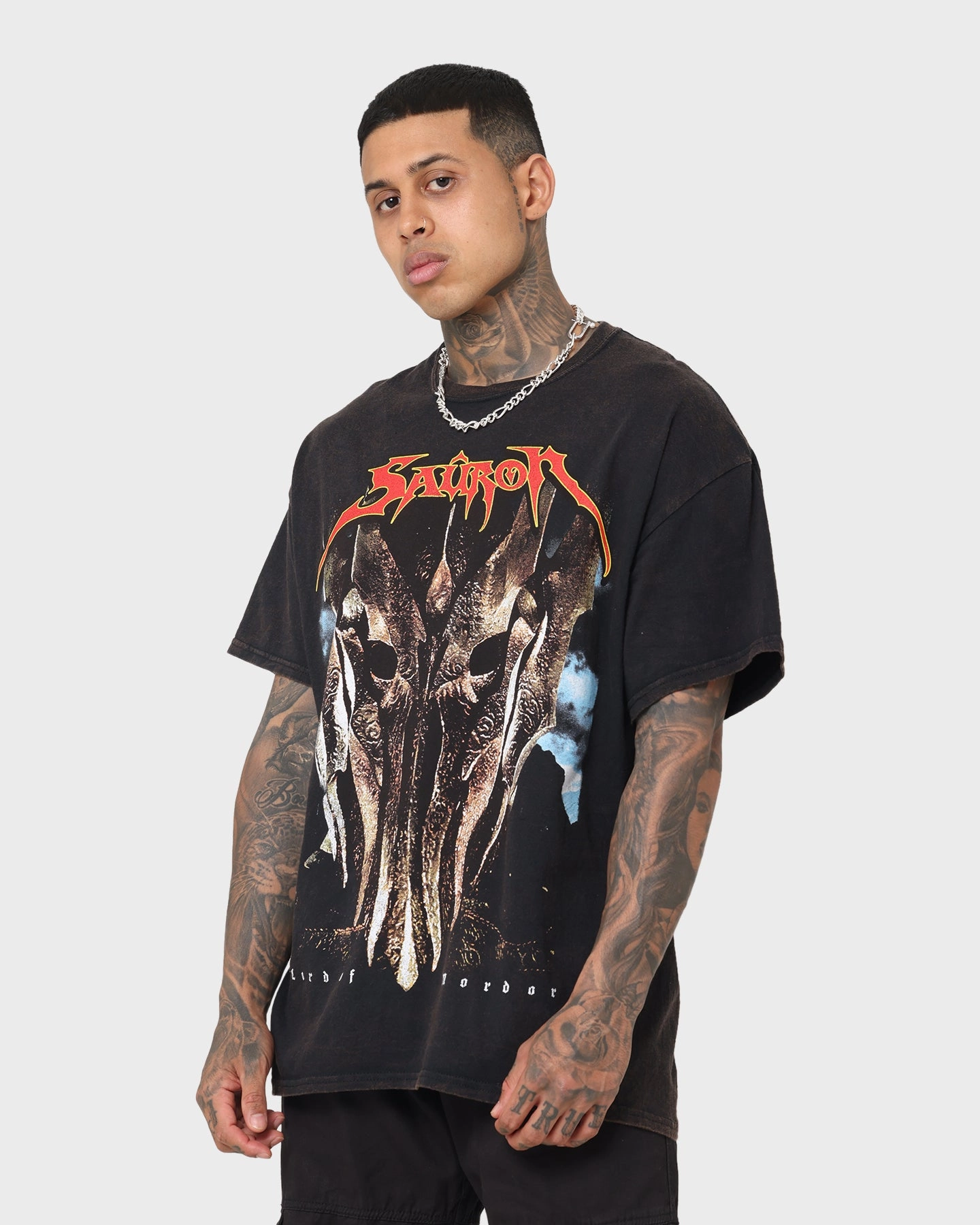 American Thrift X The Lord Of The Rings Sauron Vintage T-Shirt Black Wash Daily Trend Look