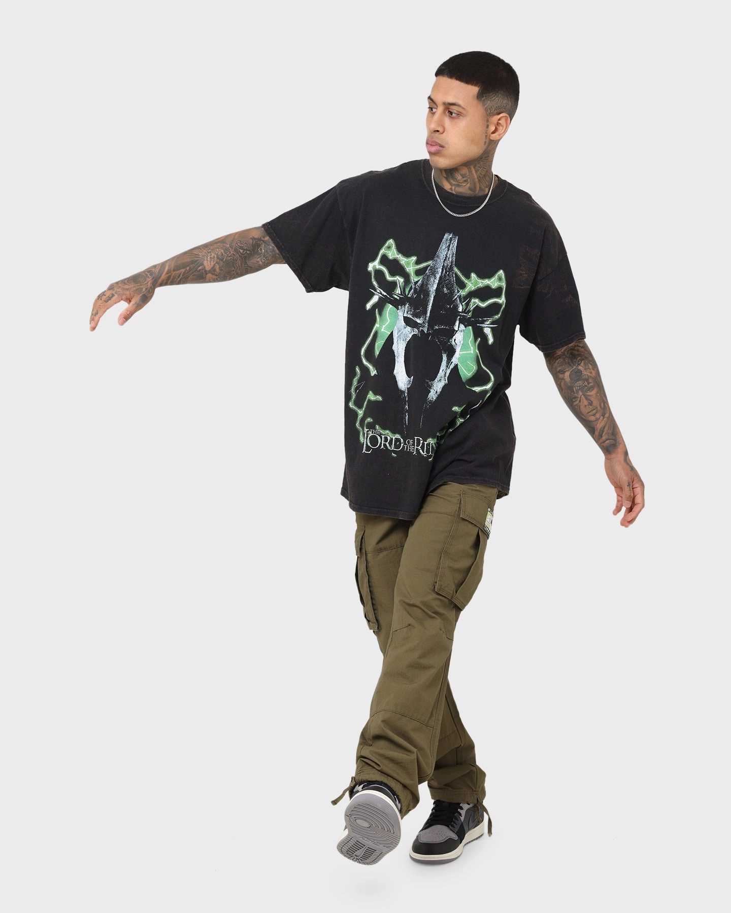 FadeResistant Coating American Thrift X The Lord Of The Rings Witch Kings Of Angmar Vintage T-Shirt Washed Black