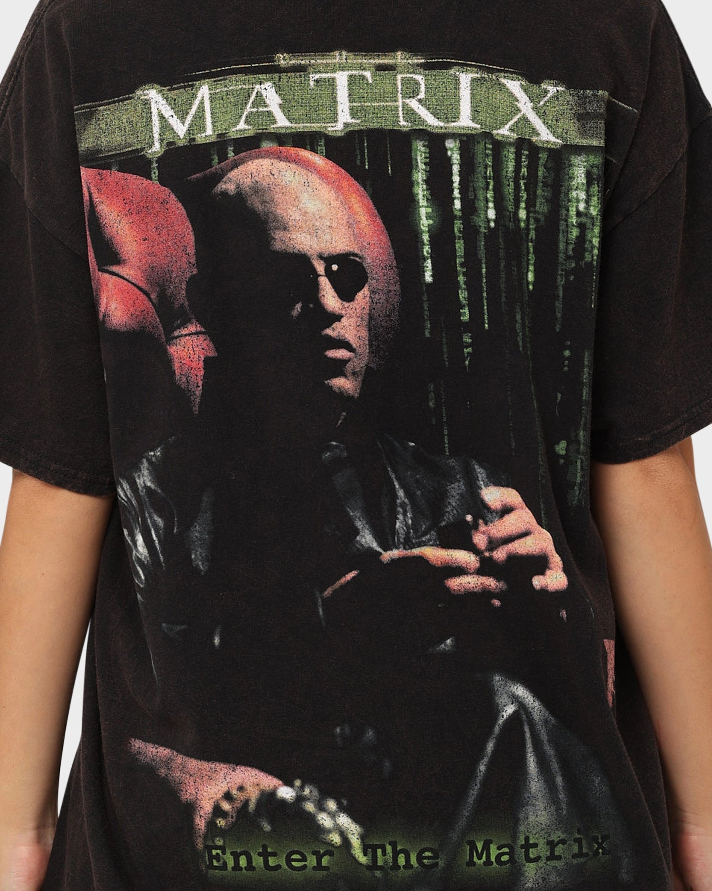 American Thrift X The Matrix Morpheus Vintage T-Shirt Black Wash Breathable fabric Multi Panel Structure