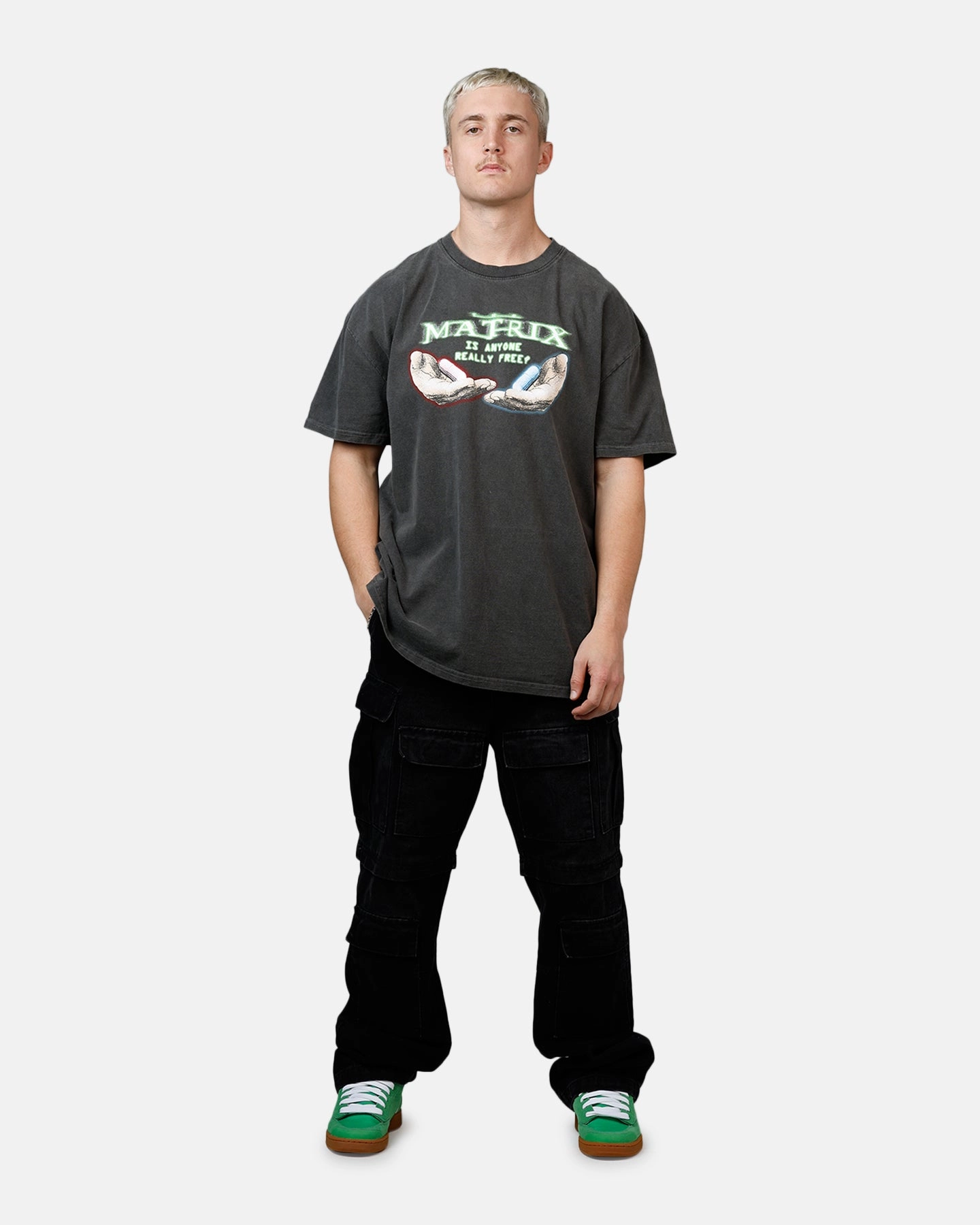 Light and Breezy American Thrift X The Matrix Pills Heavyweight T-Shirt Black
