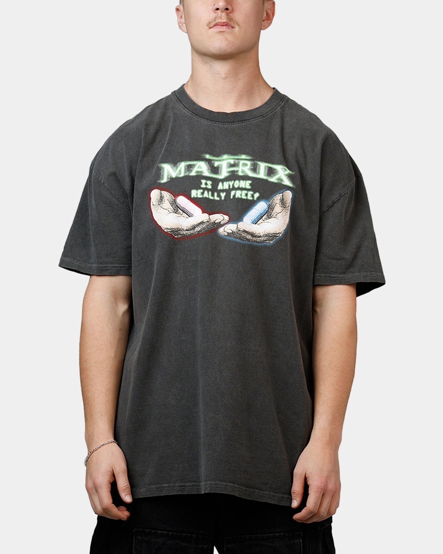 American Thrift X The Matrix Pills Heavyweight T-Shirt Black Chic Design
