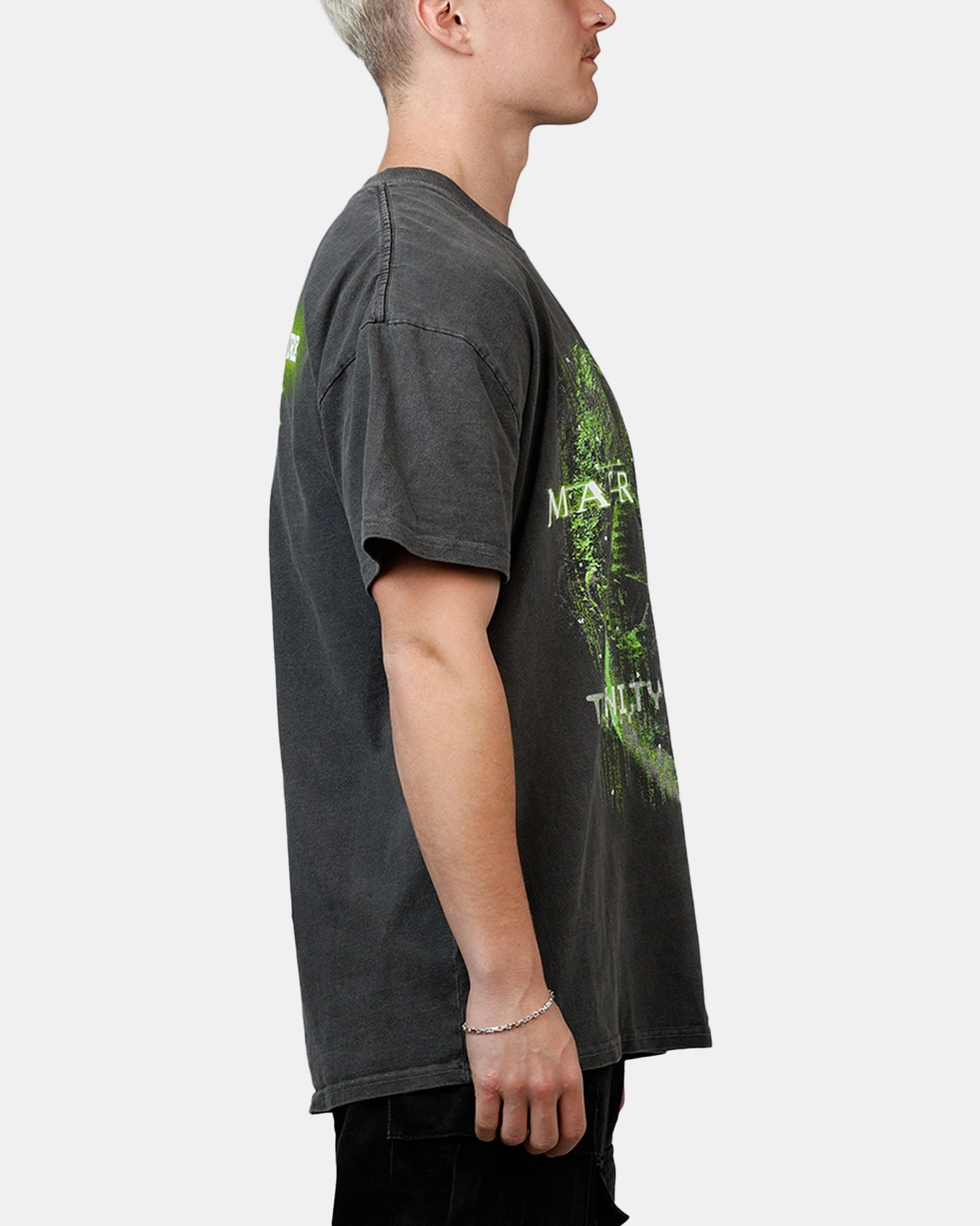 Wrinkle-Free Embroidered Details American Thrift X The Matrix Trinity Heavyweight T-Shirt Black