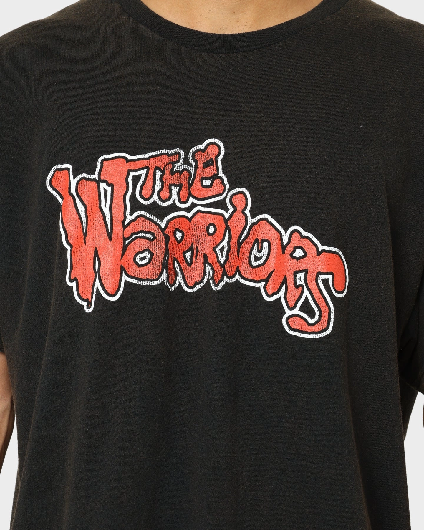 American Thrift X The Warriors Gangs Vintage T-Shirt Black Wash WrinkleResistant Texture