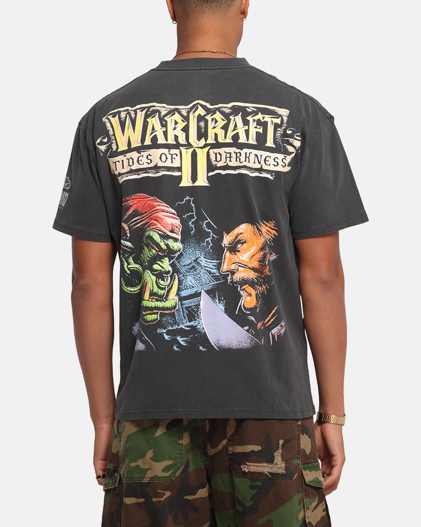 American Thrift X Warcraft II: Tides Of Darkness Heavy T-Shirt Black Wash RibbedNeckBanding DoubleStitched Seams