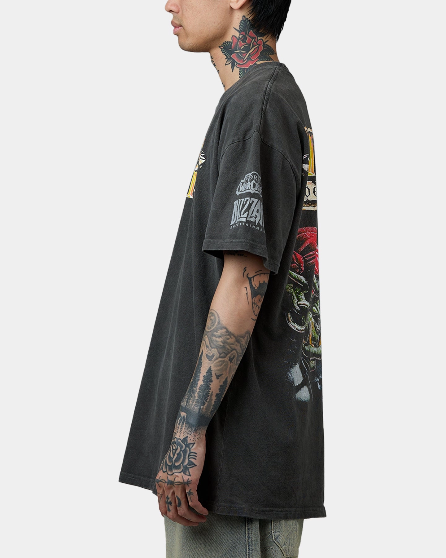 American Thrift X Warcraft II: Tides Of Darkness T-Shirt Black Wash Stretch Fabric Technology