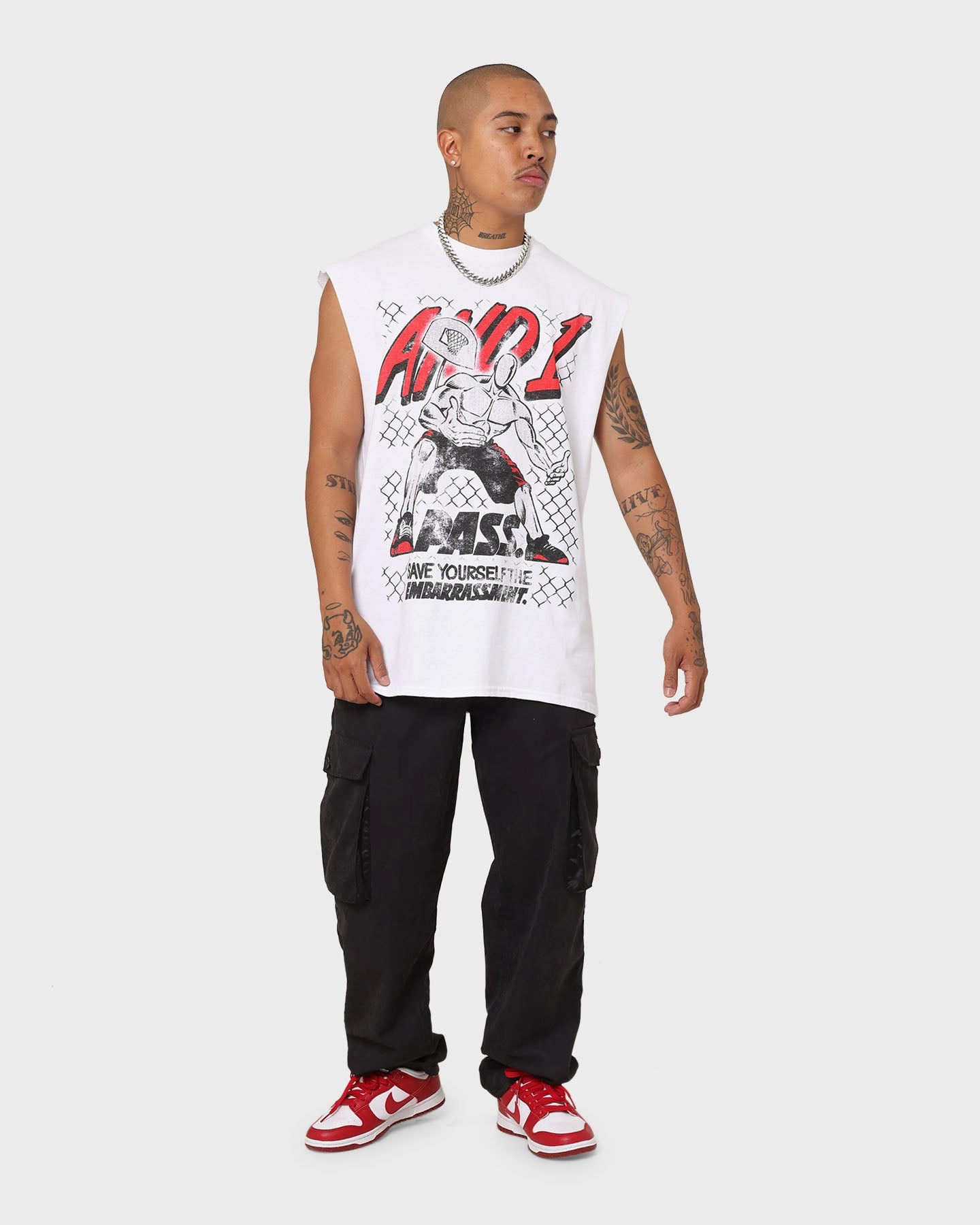 Holiday Comfort Style Ultra Soft Finish AND1 Pass Muscle T-Shirt White