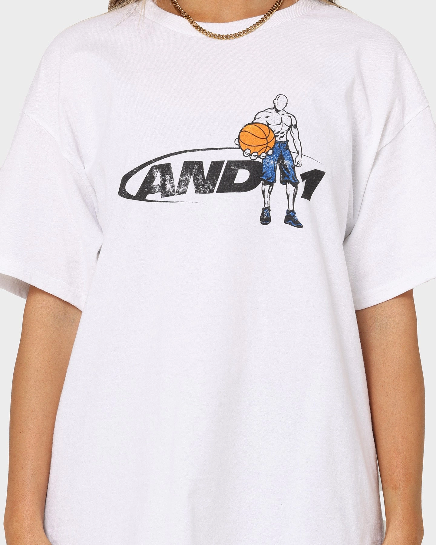 AND1 Respect T-Shirt White Pilling Resistant Finish Beaded details