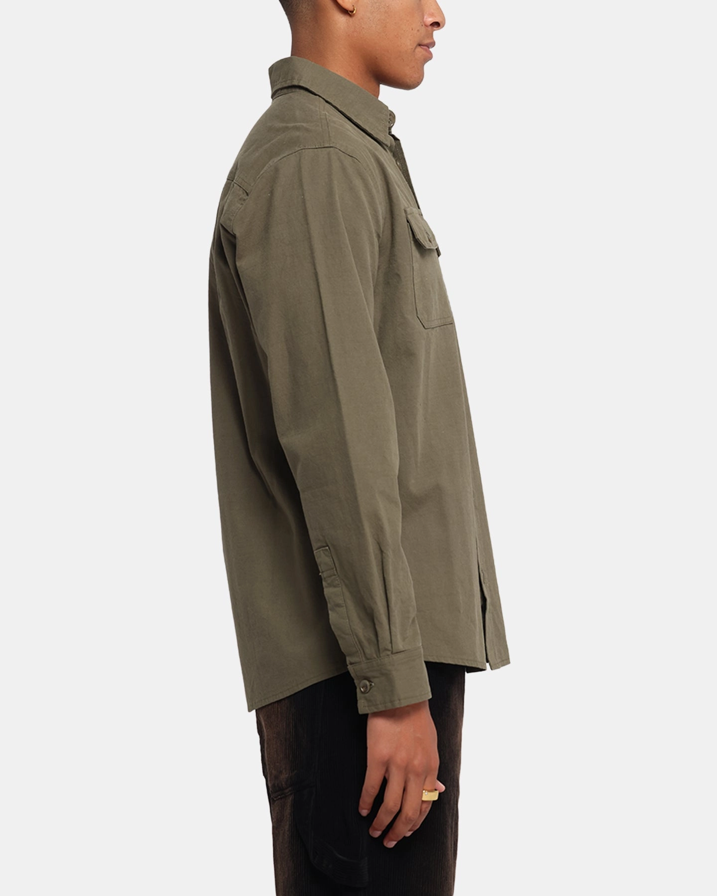 Mature appeal Non Restrictive Armhole XXIII Slub Overshirt Khaki