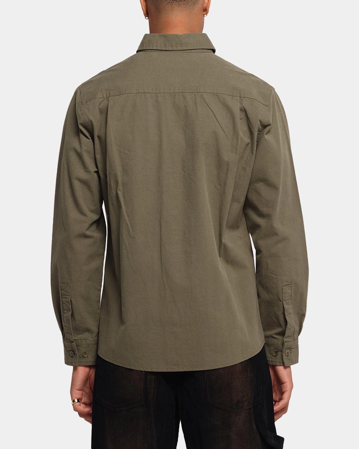 XXIII Slub Overshirt Khaki Lace Accent Picnic Outfit
