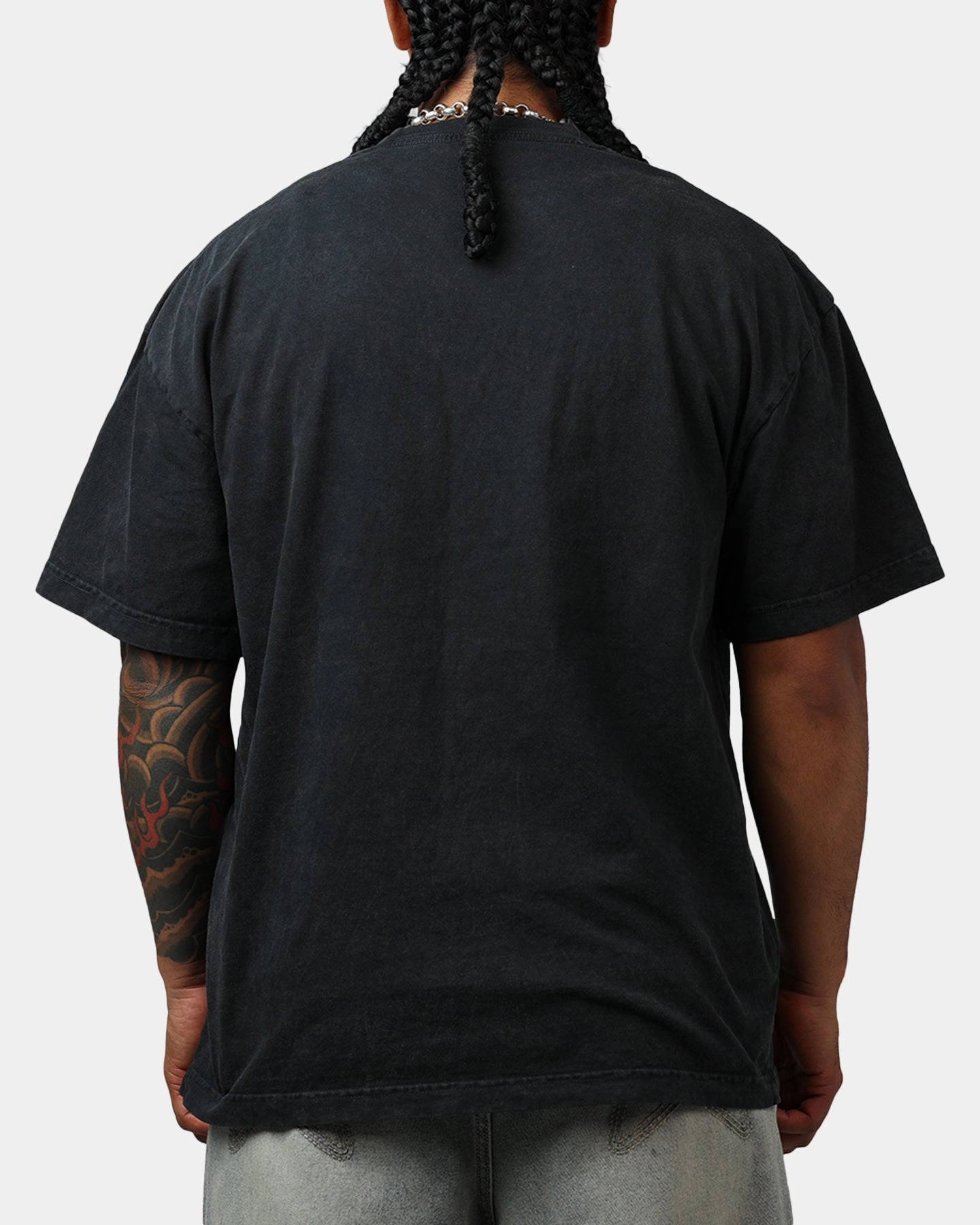 Streetwear Soft and Cozy Goat Crew Marvel Fantastic Four Human Torch Fire Vintage T-Shirt Black Acidwash