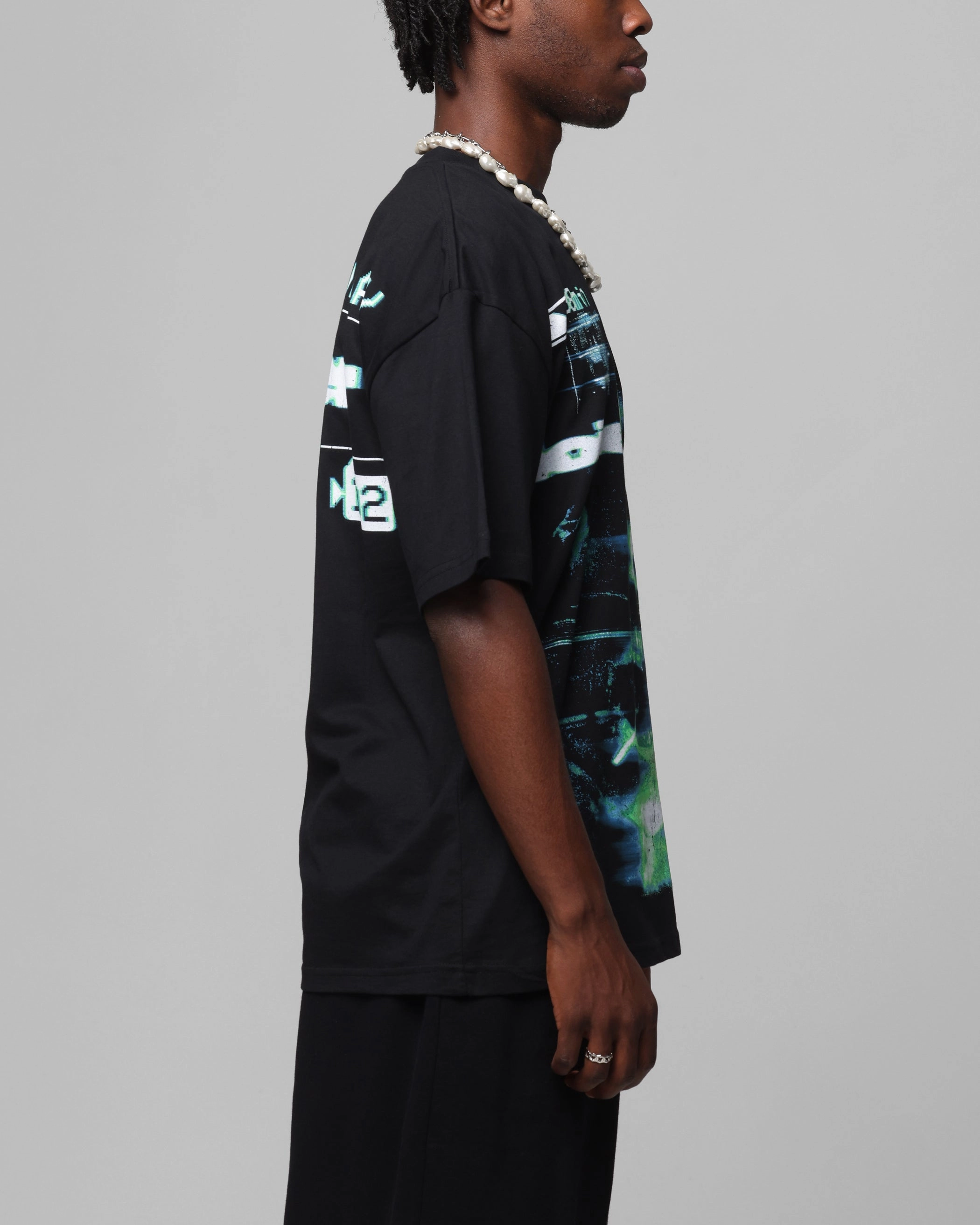 Boat Neck Loiter Night Crawler Drop T-Shirt Black