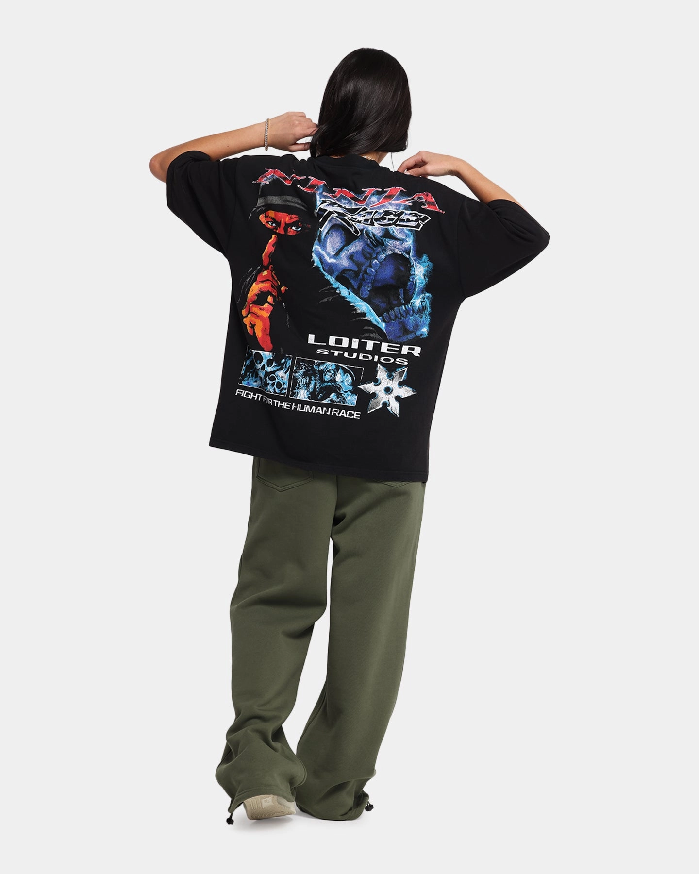 Reinforced Shoulders Loiter Ninja Vintage T-Shirt Vintage Charcoal