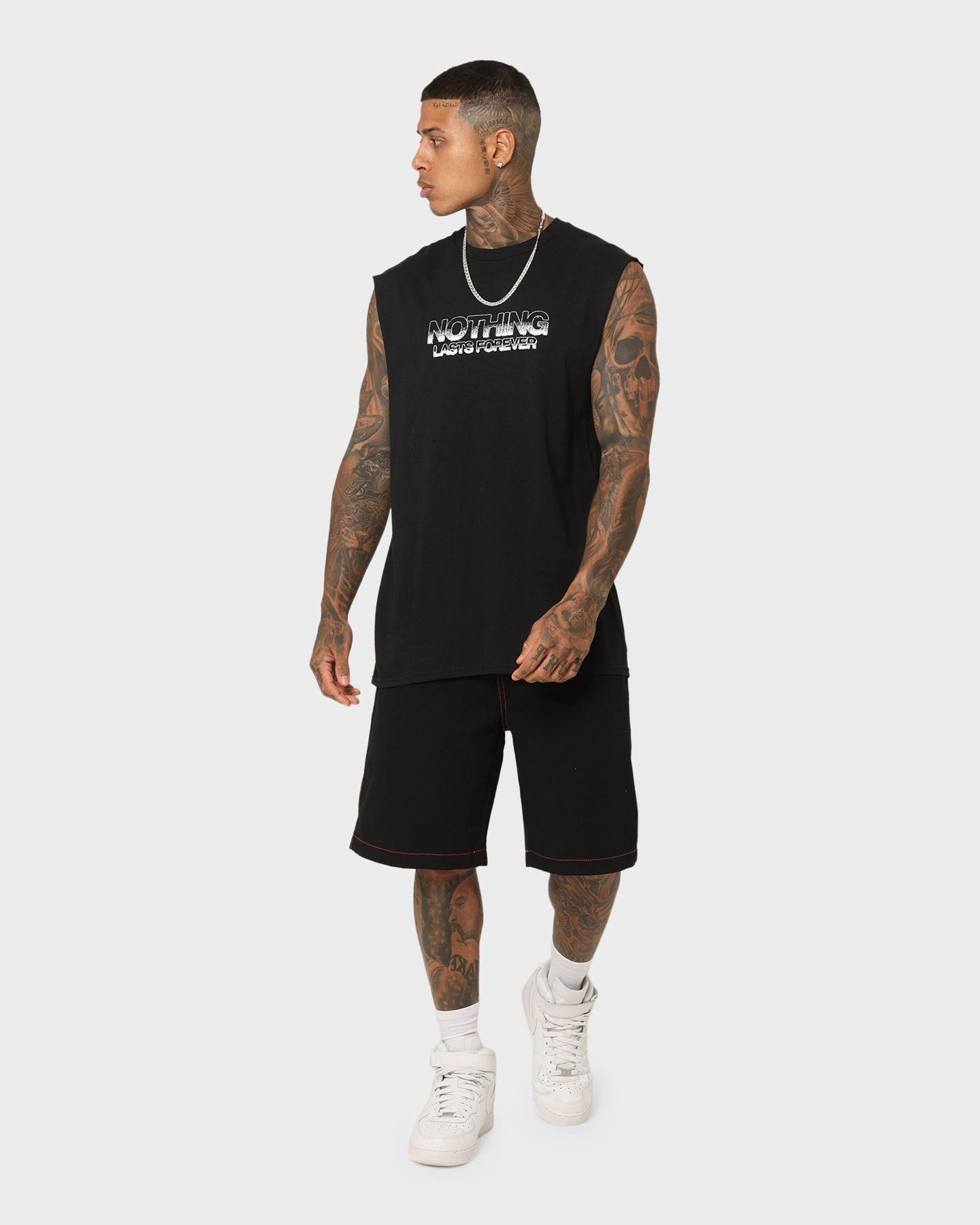 Rats Get Fat Nothing Muscle T-Shirt Black Floral freshness