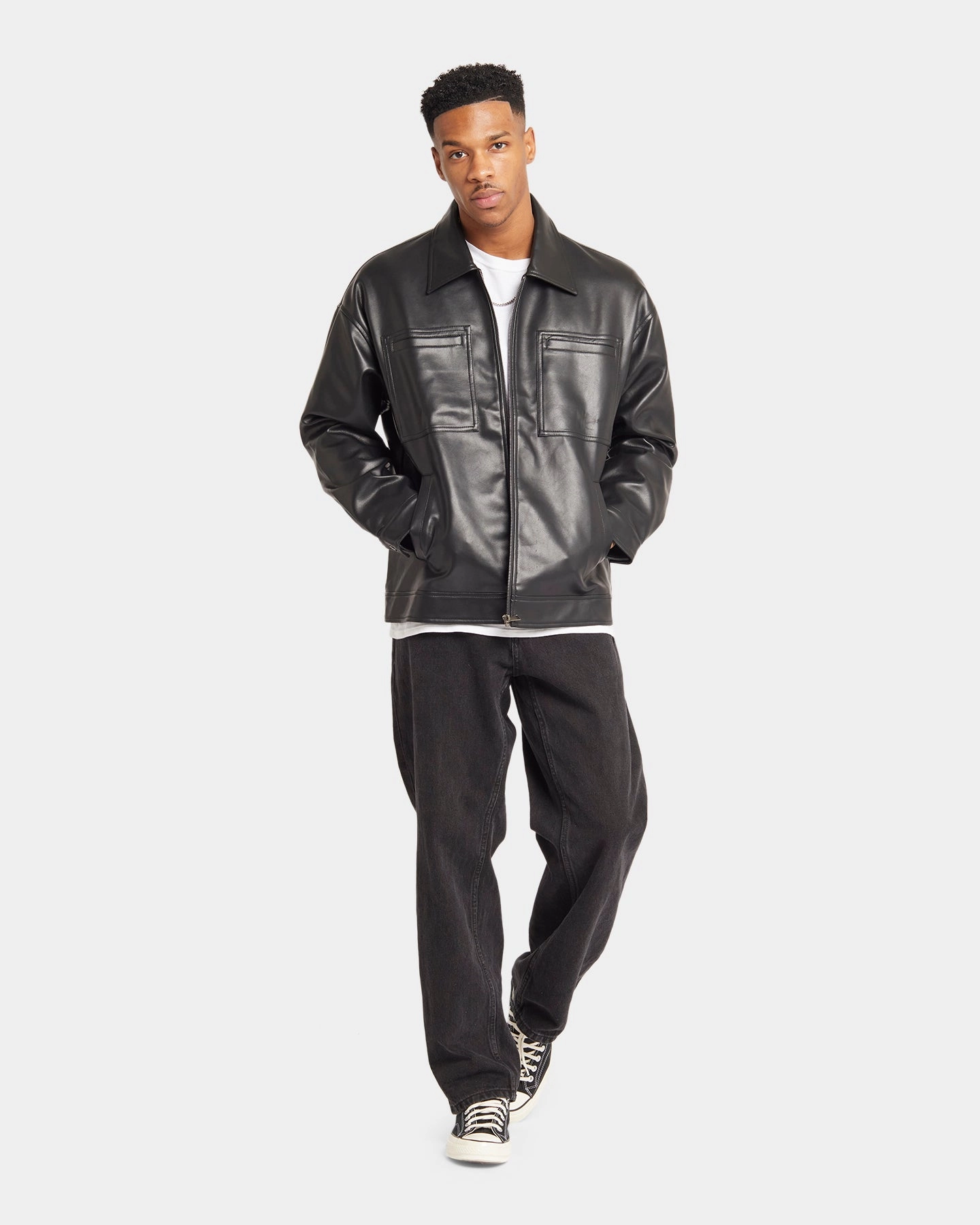 XXIII Oscar PU Leather Jacket Black Abrasion resistant Adaptive Fit
