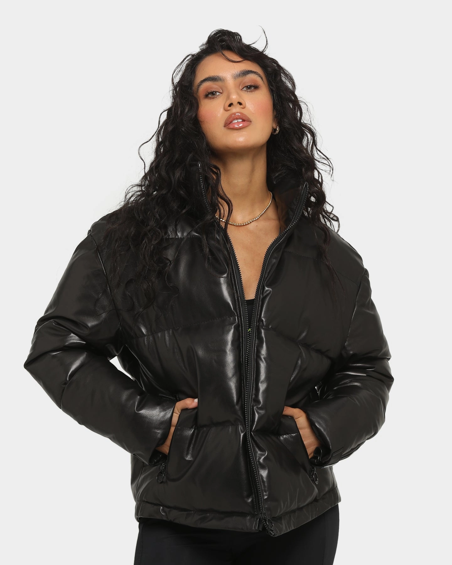 PYRA Women's Vandal Leather Puffa Black rural people