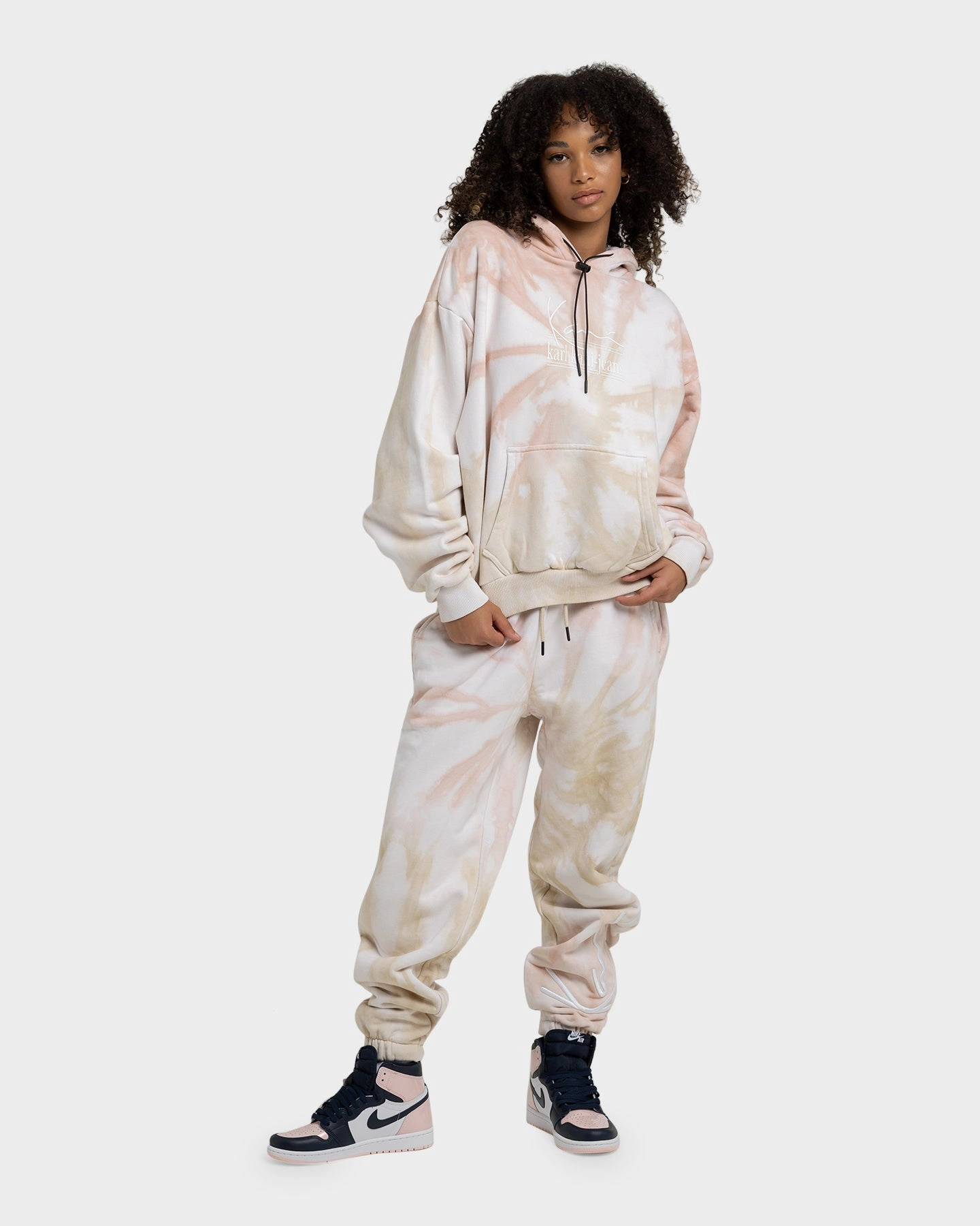 Warm Insulation Karl Kani Signature KKJ Tie Dye Oversized Hoodie Light Sand