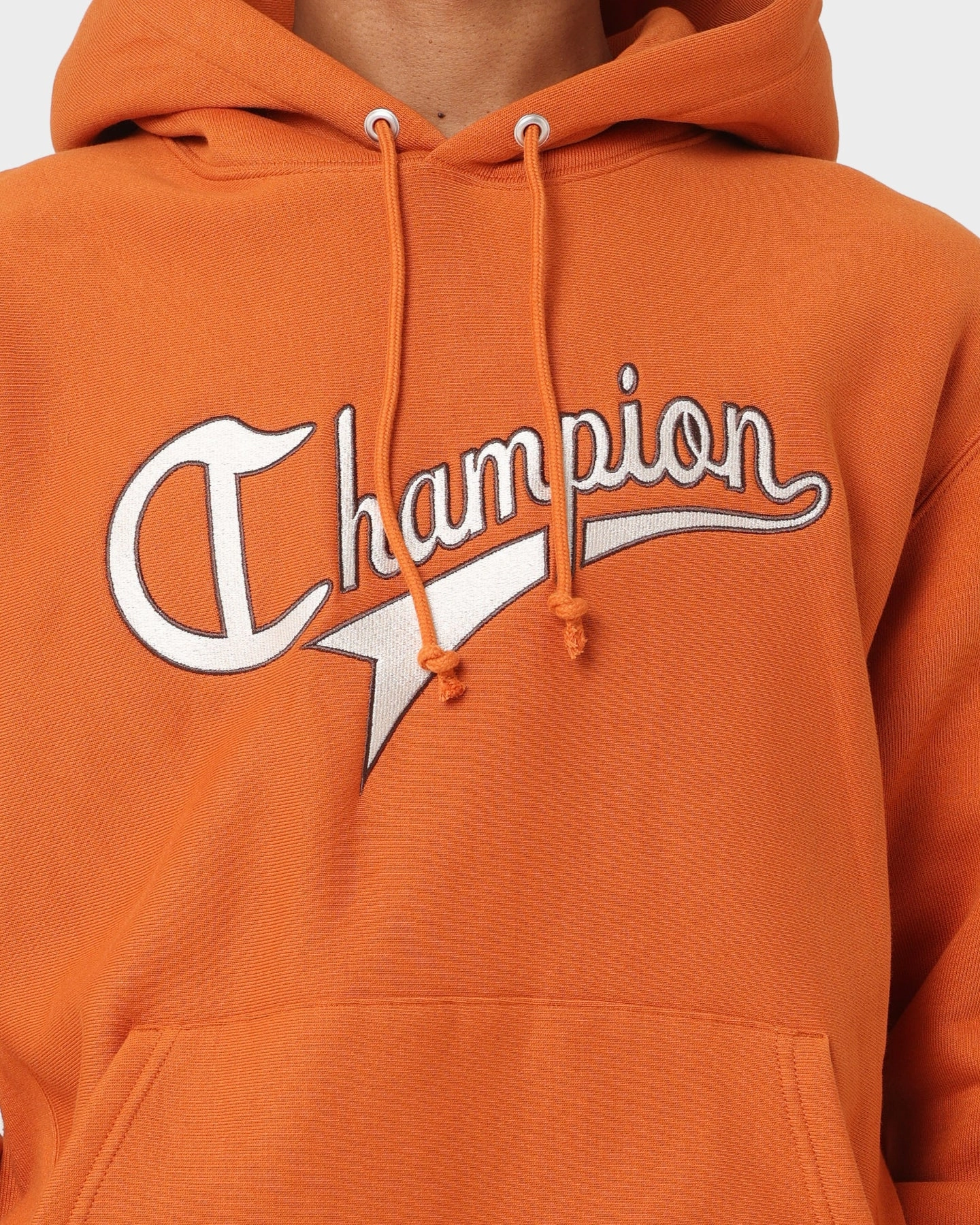 Champion Reverse Weave Cursive Logo Hoodie Cinnamon Haze Expandable Sleeve Cuffs WaterResistantCoating